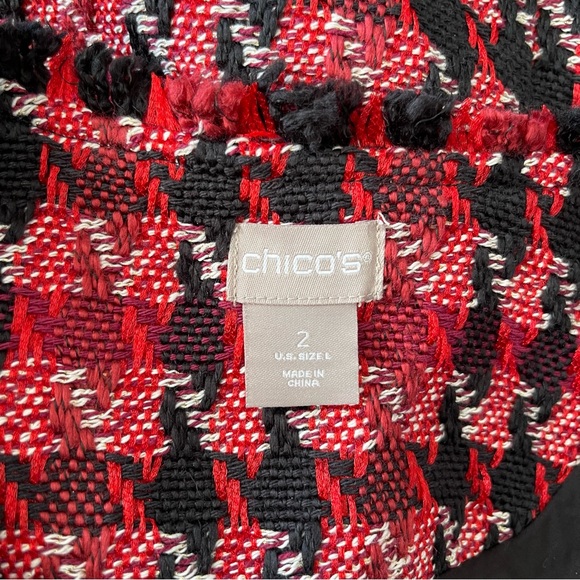 Chico's Houndstooth Tweed Open-Front Jacket Chicos 2 Size 12 - Picture 7 of 7